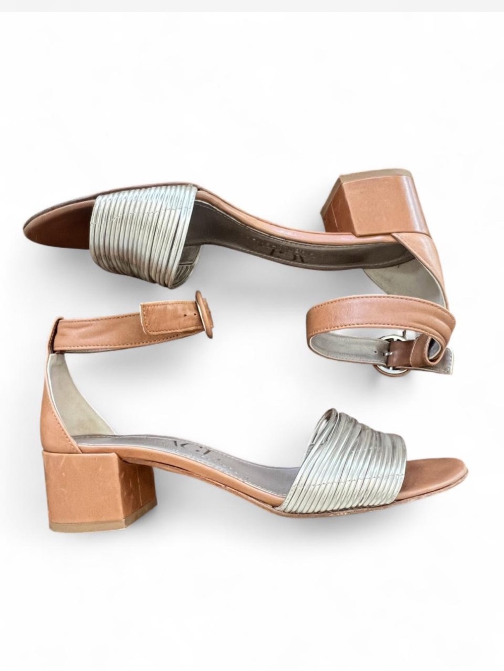 AGL Luxury  NAKED/BEIGE Suede-Tubular Band Ankle Strap Open Toe Sandals 39EU 9US